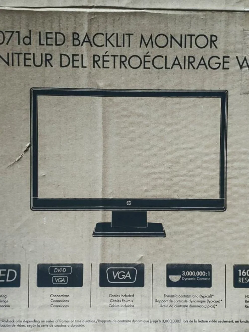 HP W2071D A3M48A Black 20 in LED Backlit LCD Monitor